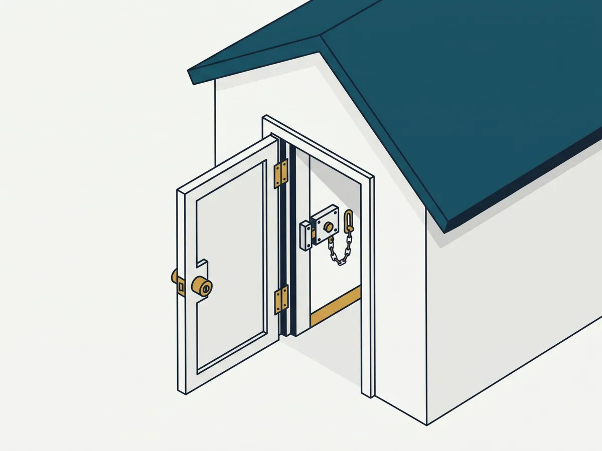 Wohnungstür von innen mit nachgerüstetem Zusatzschloss